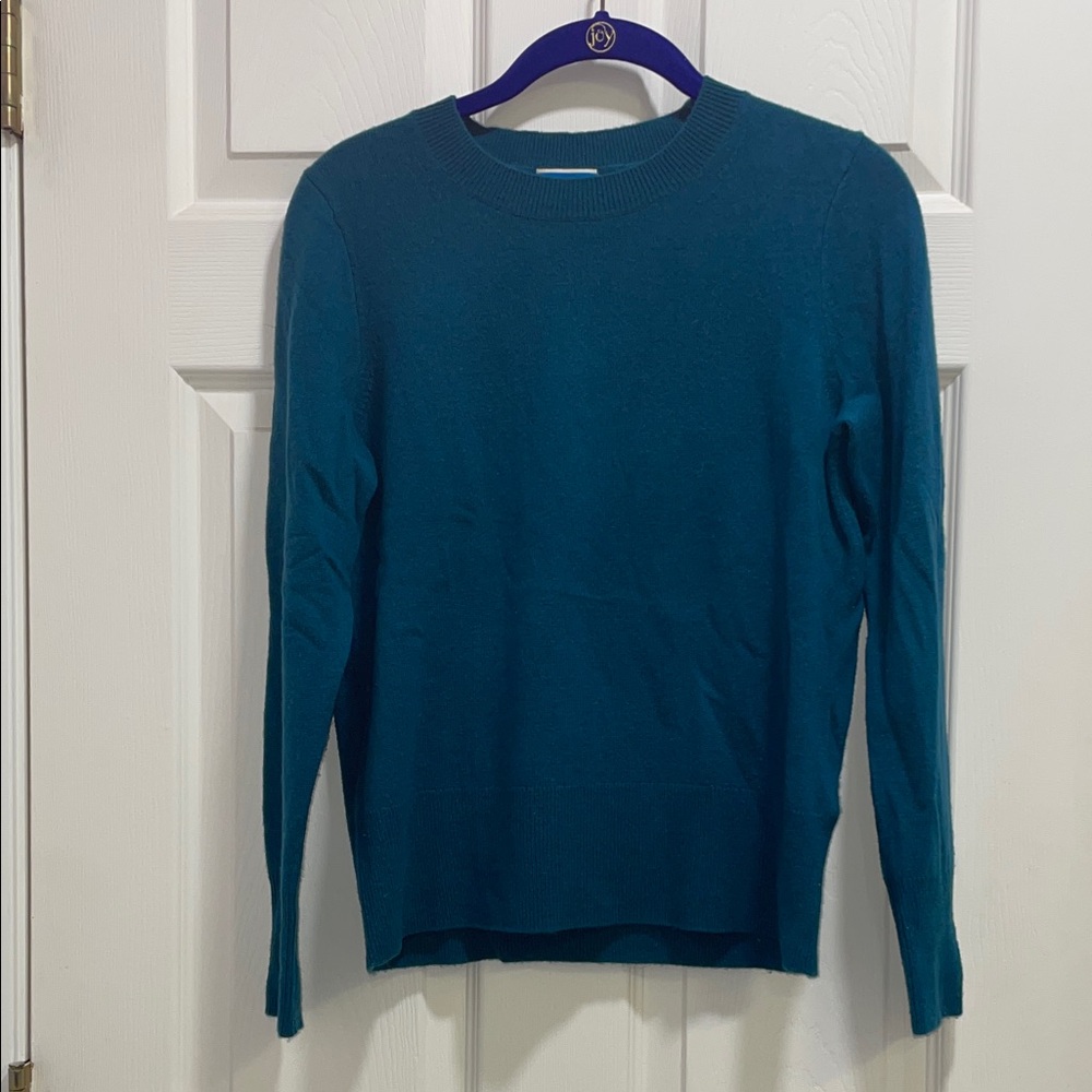 J. Crew Women’s Deep Teal Crewneck Sweater 100% Cashmere